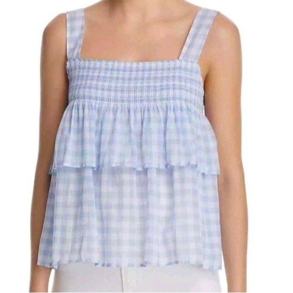 Rebecca Minkoff Gingham Tank Top Blue Sz XS